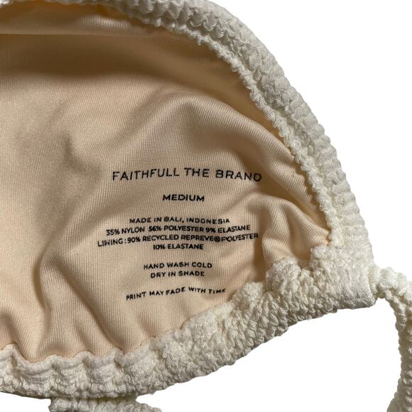 New Faithfull the Brand Swim Jaqueline Bikini Top Plain Ivory Size Medium or 6 - Picture 5 of 5